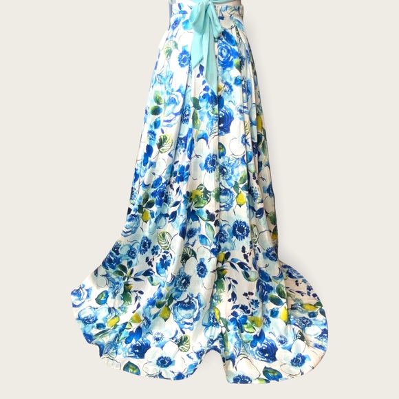 🆕 NWT B. Darlin’ 2-Piece Blue Ballgown Maxi Skirt Tie-Waist Crop Top Set Sz 5/6 - Picture 9 of 15